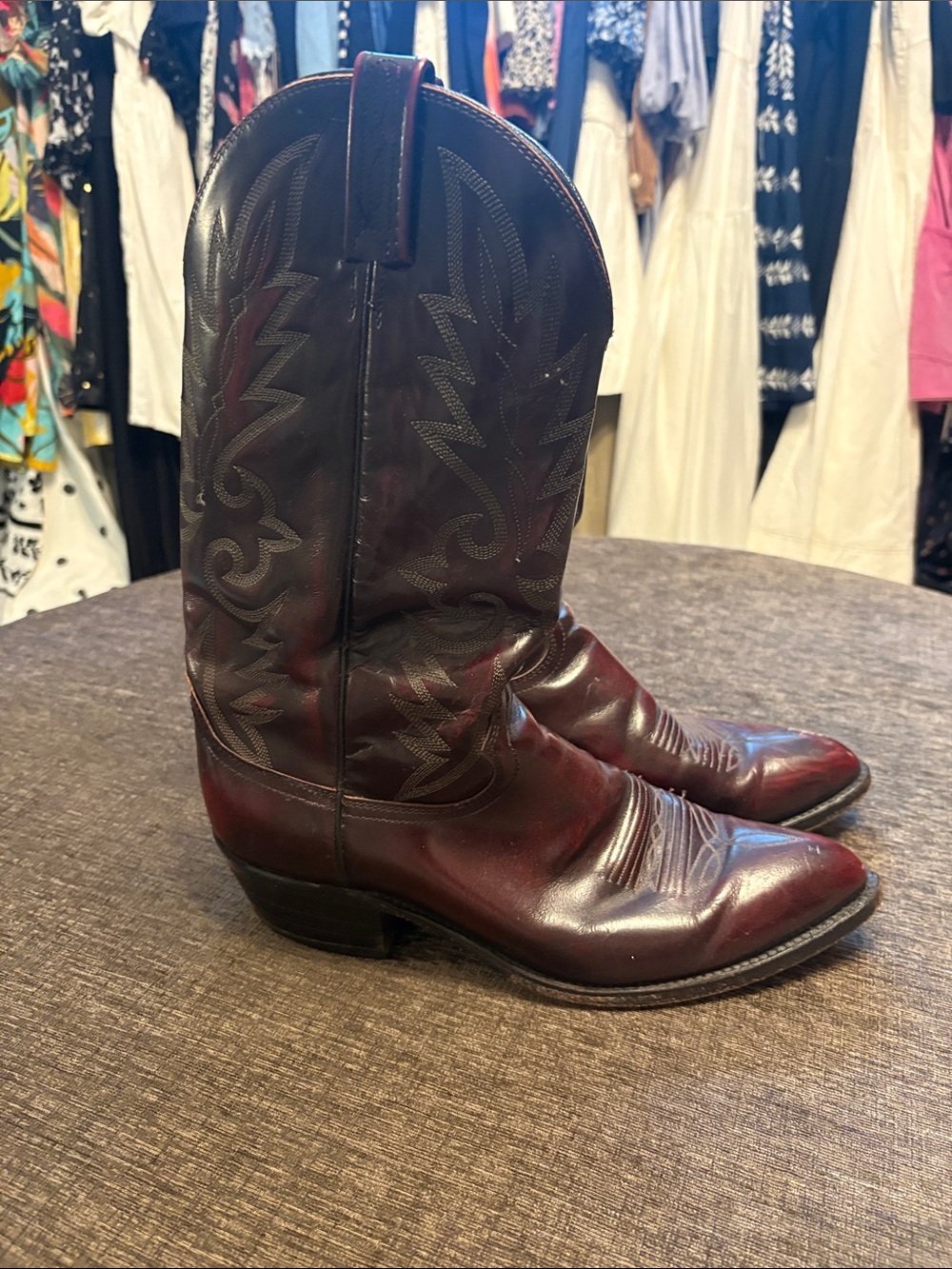 Dan Post Men's Burgundy Leather Western Cowboy Boots